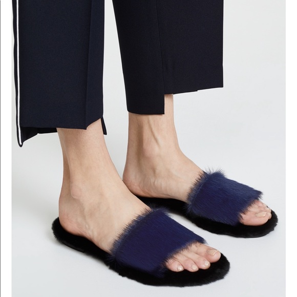 🙂Avec  Moderation Navy Fur & Leather Blue-Bora Bora Comfy Soft 38 🇮🇹 - Picture 2 of 16